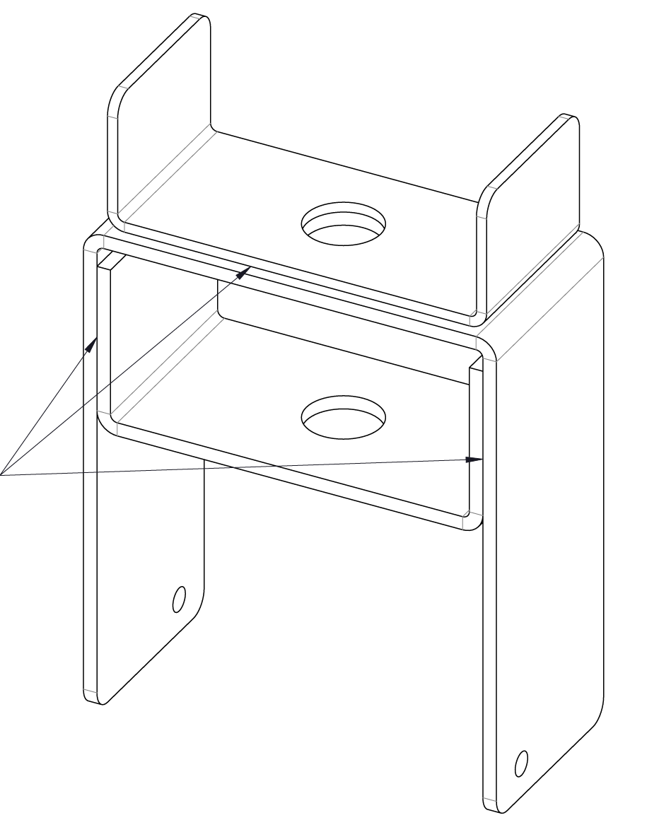 Structural base for vertical steel profiles — detail view