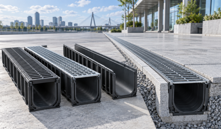 HDP drainage channels and grating covers