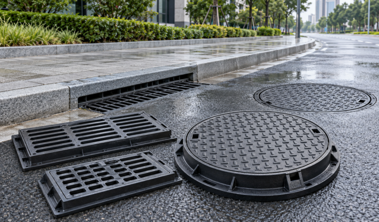 Rainwater grates and cast iron manhole covers